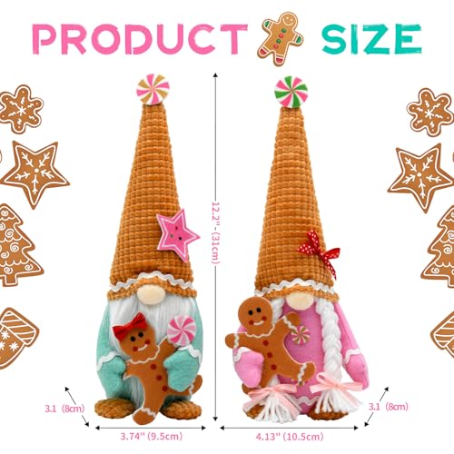 Pastel Gingerbread Gnome Plush Candyland Christmas Decor (12.2in) KnomeKo