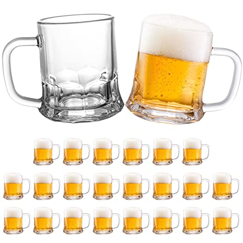 5oz Mini Beer Mugs with Handle, Set of 24 Heavy Base Glass Beer Steins