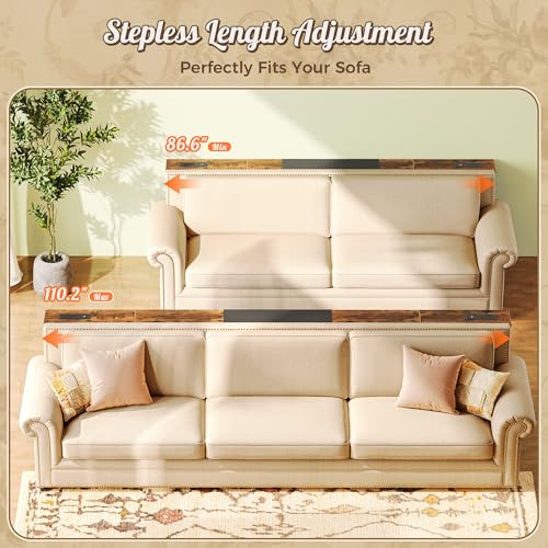 Adjustable Length Sofa Table with Power Outlets and USB Ports