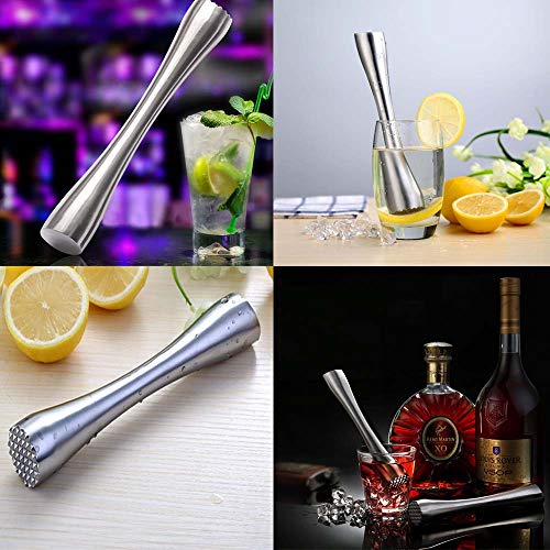 TripleLife 8-Inch Silver Stainless Steel Cocktail Muddler for Mojitos & Old Fashioned