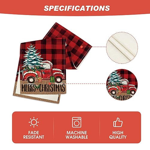Artoid Mode Christmas Tree Truck Table Runner 13x108 Inch Red & Black Home Decor