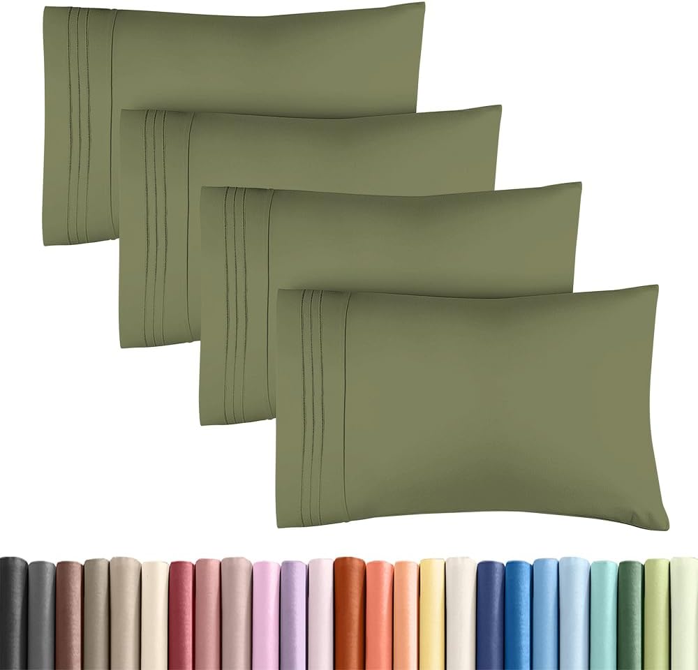 Skiennix Standard Pillow Cases Set of 4 | Ultra Soft Hotel Quality Covers - Machine Washable Sage Green
