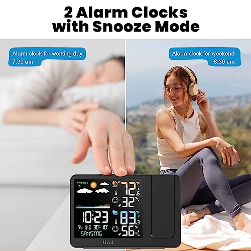Projection Alarm Clock with Weather Station and Atomic Time Sensor