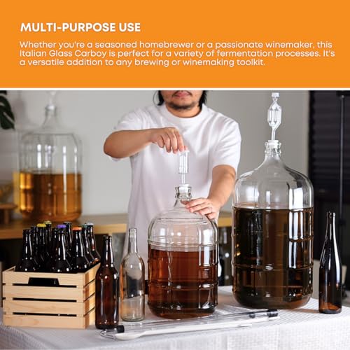 3 Gallon Glass Carboy Fermenter for Home Brewing and Wine Making