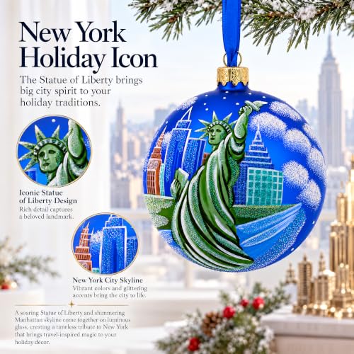 Statue of Liberty Glass Ornament 4 Inch - Hand-Painted Christmas Ball