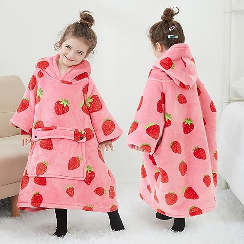 Kids Wearable Blanket Hoodie, Oversized Sherpa Sweatshirt for Toddlers 2-6