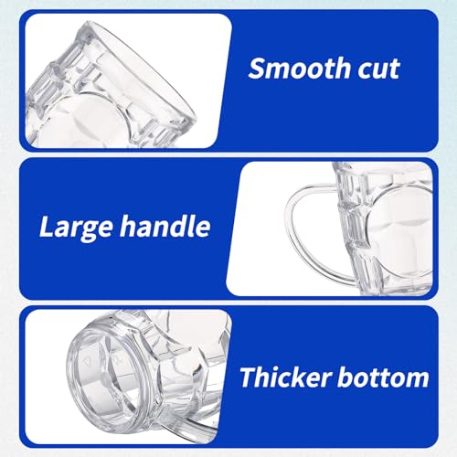 8 oz Plastic Beer Mugs with Handles, Reusable Dimpled Steins - 20 Pack