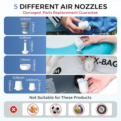 Portable Air Pump with Camping Light - USB Rechargeable Mini Pump