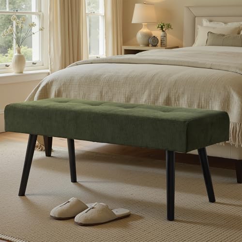 Modern Corduroy Padded Entryway Bench - 39-Inch Rectangular Bed Bench