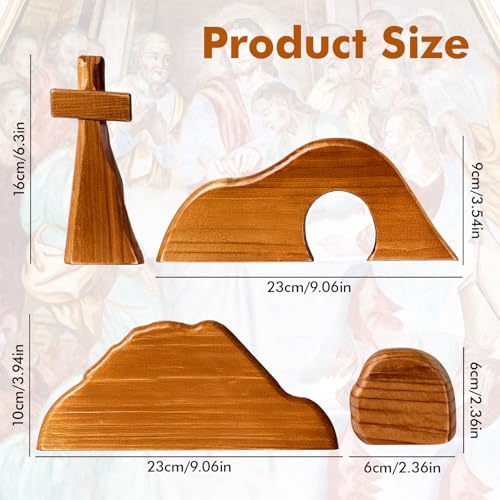 Wooden Easter Resurrection Scene Set - Religious Tabletop Decoration