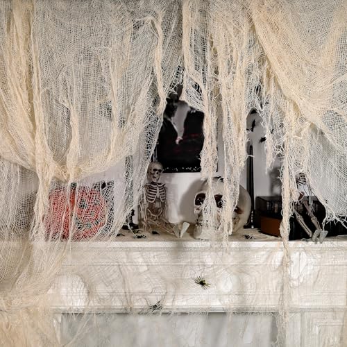 320 x 80 Inch Halloween Creepy Cloth - Spooky Gauze Fabric Decor, Beige