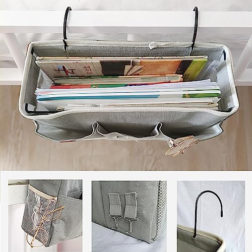 Canvas Bedside Caddy Hanging Storage Organizer for Dorm and Hospital Beds