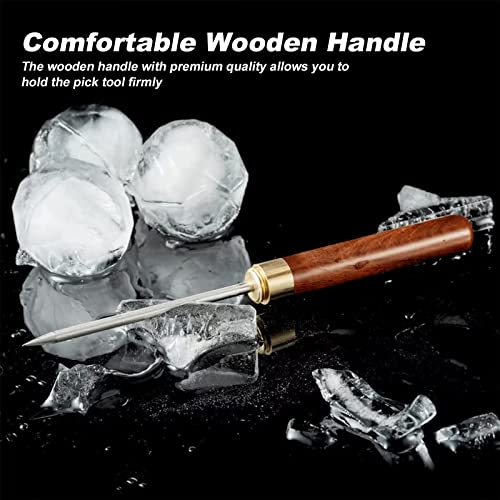 MEINV 2 Pack Long Stainless Steel Ice Picks with Wooden Protective Cover – Professional Bar Tool