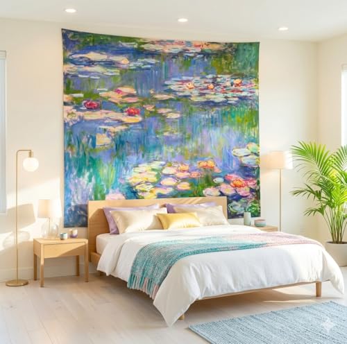 Monet Water Lily Wall Tapestry - Impressionist Floral Wall Hanging