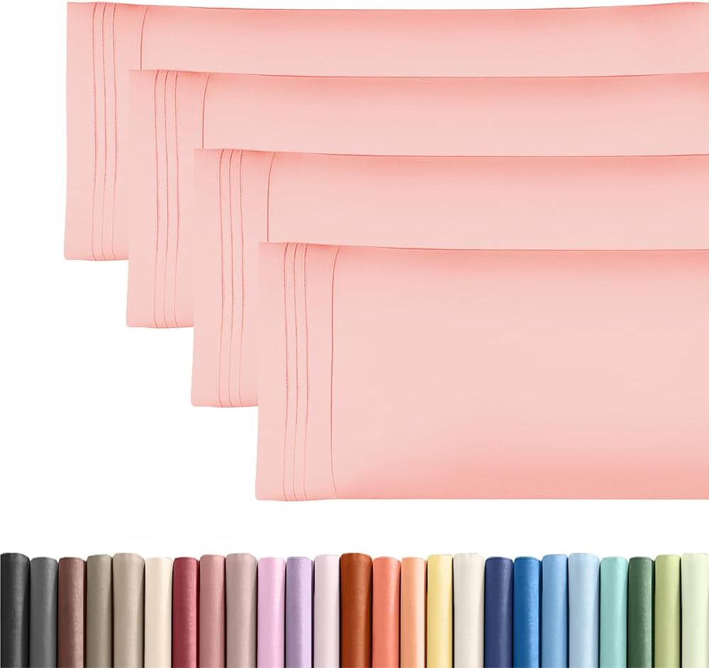 Skiennix Body Pillowcases Set of 4 | Soft, Breathable Covers for Sleeping - 20x54 in Baby Pink