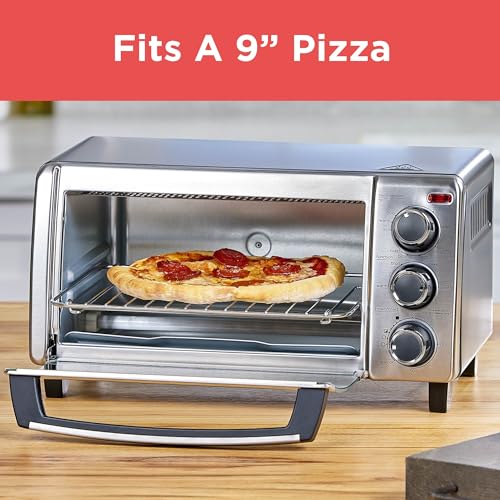 Compact 4-Slice Countertop Toaster Oven with Timer & Removable Crumb Tray