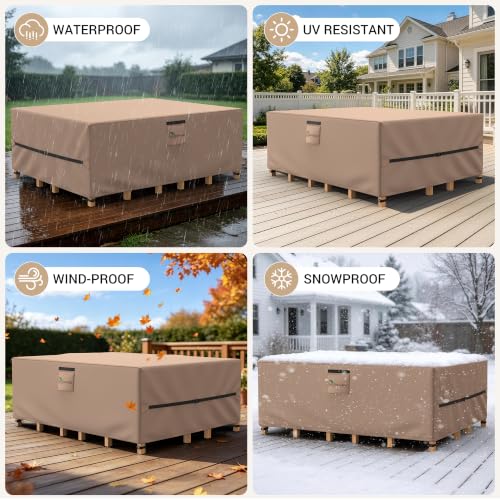 Heavy-Duty Outdoor Furniture Cover 98"L x 78"W x 30"H - Waterproof Weather Protection