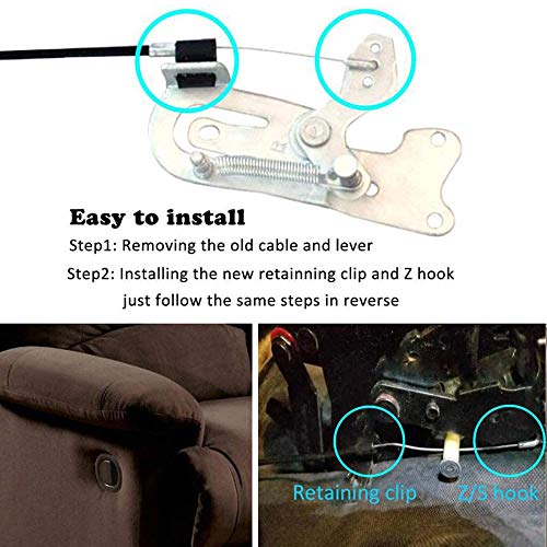 Universal Recliner Release Pull Handle with Cable - 4.9" Exposed Cable