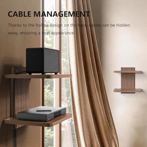 2-Tier Floating TV Wall Shelf for Media Components - Walnut Brown