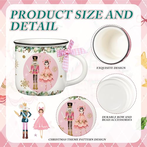 Suttmin 6-Pack Pink Christmas Mini Coffee Mugs Nutcracker Set - 5.07 oz