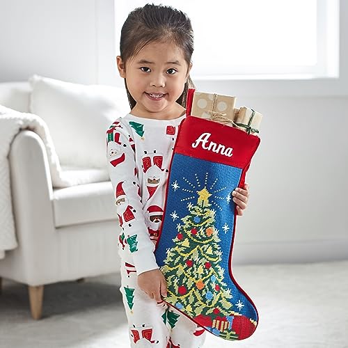 Personalized Needlepoint Christmas Stocking - Custom Embroidered Name (8"x17")
