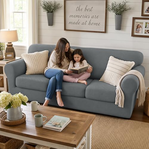 Stretch 4-Piece Sofa Slipcover for 3 Cushion Couch - Furniture Protector