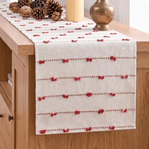 Artoid Mode Red Boho Farmhouse Cotton Table Runner, 12x72 Inch