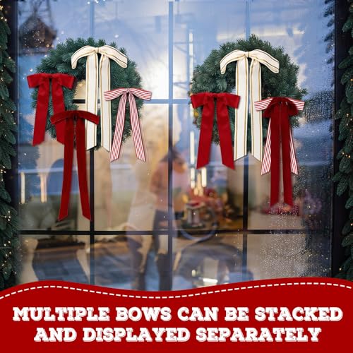 Elegant 8-Piece Christmas Wreath Bows Set – Velvet & Polyester, 13.8-17.7 in, Suncalla