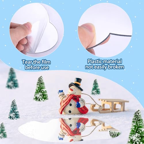 6 Pcs Christmas Village Mirror Lake Set - Curved Acrylic Ponds for Holiday Decor