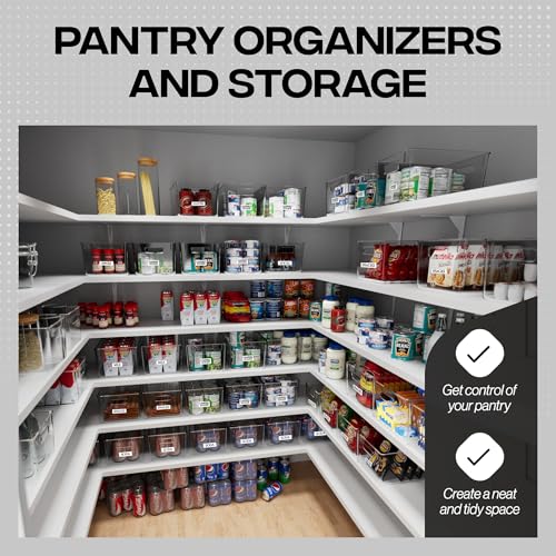 Clear Plastic Storage Bins with Handles - Pantry & Cabinet Organizer Bins