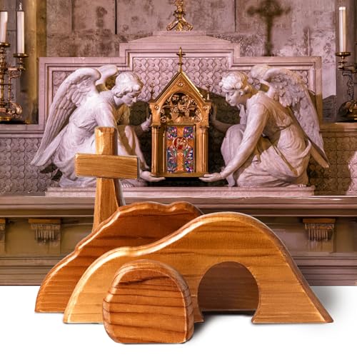 Wooden Easter Resurrection Scene Set - Religious Tabletop Decoration