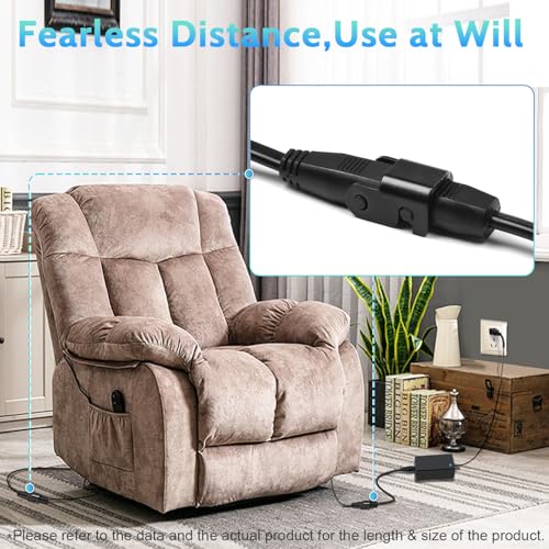 6.6ft Power Recliner Extension Cable - 2-Pin DC Motor Cord for Lift Chairs