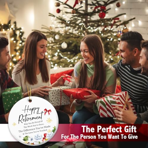 May You Be Proud of the Work Retirement Gift Ornament - Inspirational Christmas Ceramic Hanging Ornament with Golden Ribbon (Ruvoty)