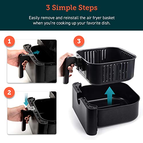 Cosori 5.8QT Black Air Fryer Basket Replacement for CP358-AF & CS358-AF, Non-Stick Dishwasher Safe