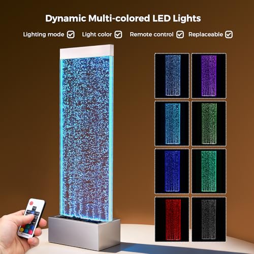 63-inch Indoor Floor Standing Bubble Wall Fountain with LED Color Lights
