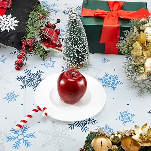 Kinlop 12 Pcs Snowflake Christmas Tablecloth Bulk 54 x 108 in Winter Decor