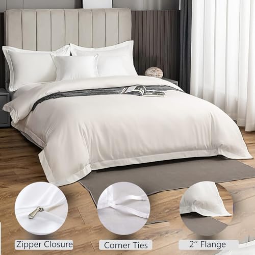 Luxury Super King Duvet Cover 108x98 Inch Egyptian Cotton - White