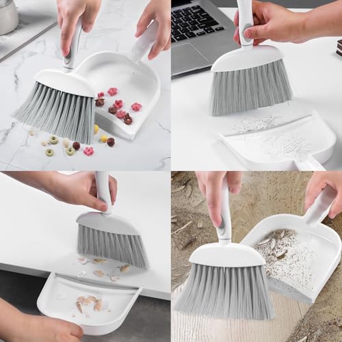 Mini Dustpan and Brush Set - Small Hand Broom Combo for Desktop & Home
