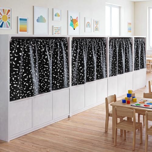 Classroom Cabinet Curtains for Shelves, 51x29.5 Inch Set with Tension Rod