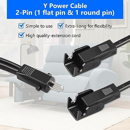 5ft Y-Splitter Extension Cord for Electric Recliner Power Lift Chairs