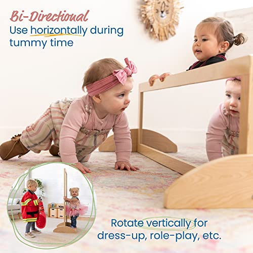 Wooden Double-Sided Bi-Directional Mirror for Kids Playroom