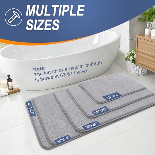 OLANLY Memory Foam Bathroom Rug 30x20 Soft Absorbent Bath Mat Grey