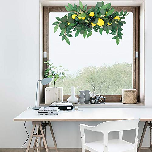 30-Inch Artificial Flower Swag with Lemons and Berries, Floral Garland