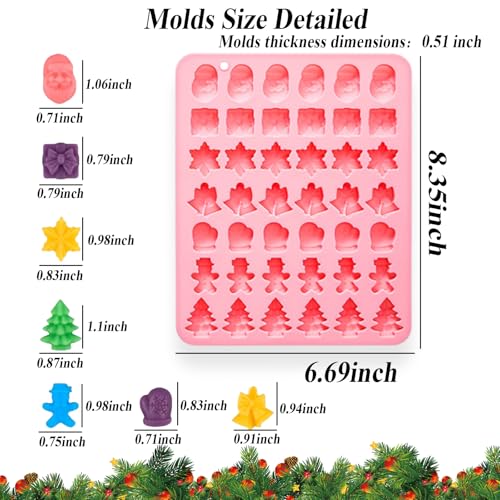 Christmas Mini Chocolate & Candy Molds 2Pcs Santa, Tree, Snowflakes, Gingerbread