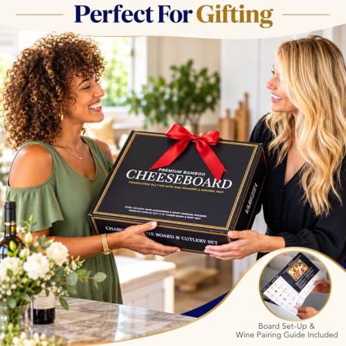 VAREZZA Large Bamboo Charcuterie Boards Set with Accessories - Cheese Board & Platter for Entertaining - Housewarming & Gift Idea