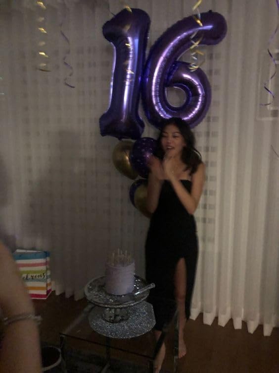 Purple Number 14 Balloon - 40 Inch Birthday Decoration for 14th Year Celebrations