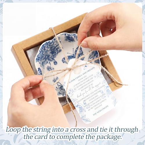 Teenyyou 50 Pack Blue Floral Ceramic Bowls - Wedding Favors & Holiday Gift Set