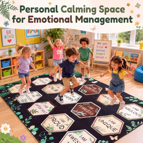 7.5x5 ft Eucalyptus Classroom Rug - Non-Slip Educational Area Mat for Kids