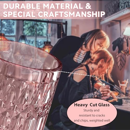5-Piece Pink Glass Bathroom Accessory Set - Elegant Countertop Organizer