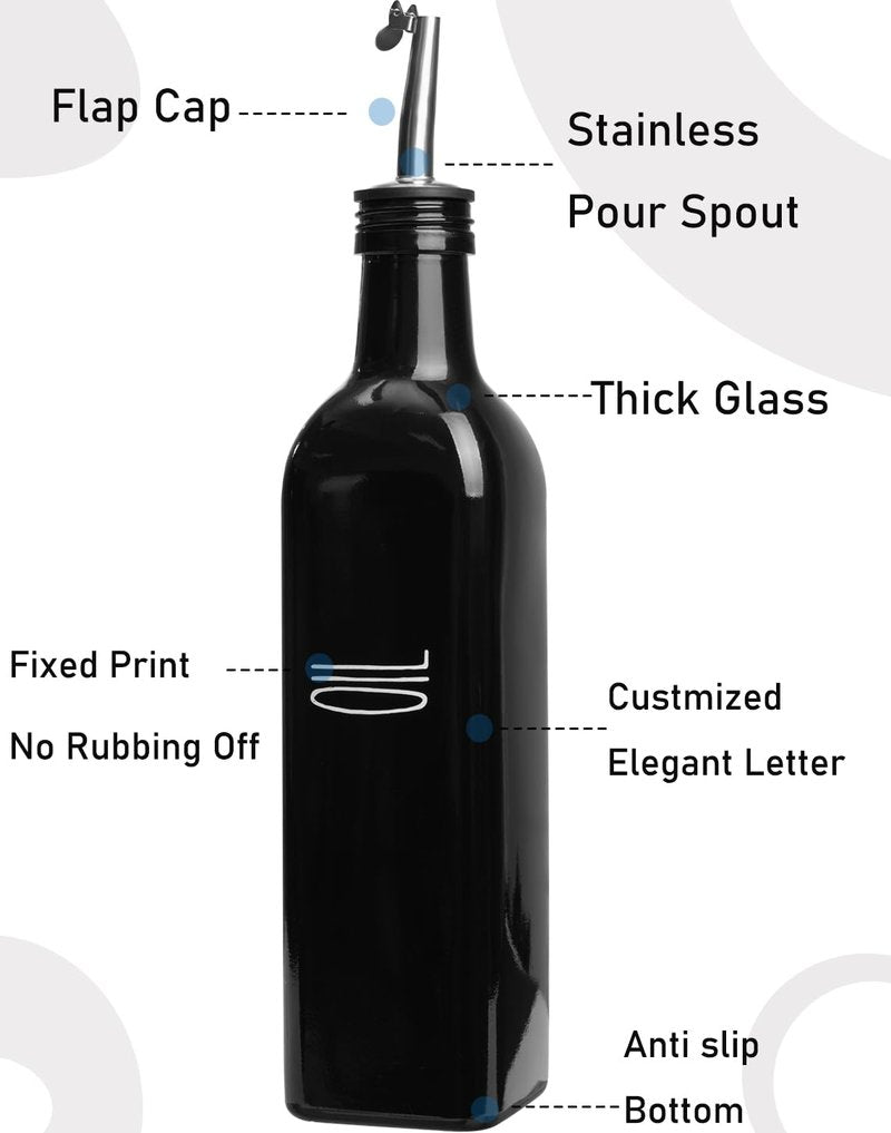 VICUKIE Oil Bottles For Kitchen, Olive Oil Dispenser Bottle, Oil Dispenser Bottle For Kitchen, Oil And Vinegar Dispenser, Cooking Oil Dispenser, Farmhouse Decor (1 black)